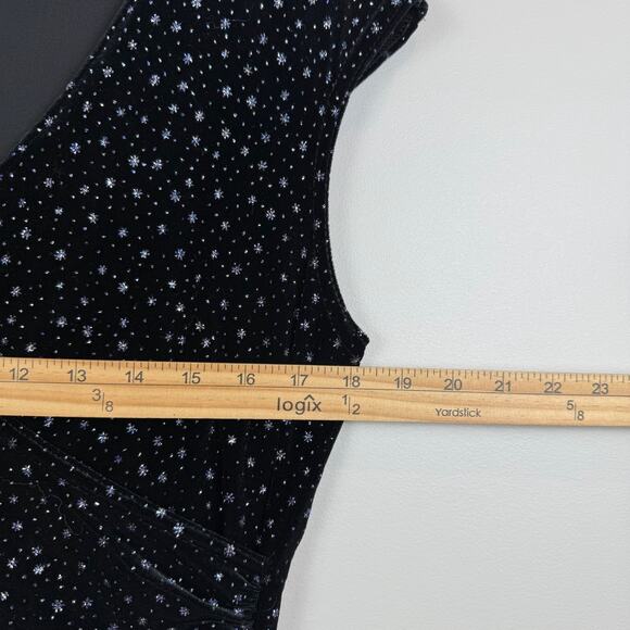 Vintage Connected Apparel Midi Dress Womens 10 Black Sparkle V-Neck Whimsigoth - Picture 8 of 9